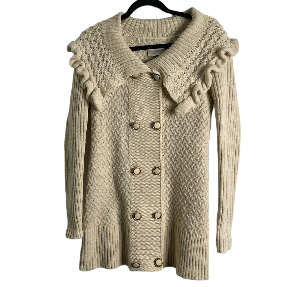 Anthropology LEIFSDOTTIR ivory double breasted knit sweater small